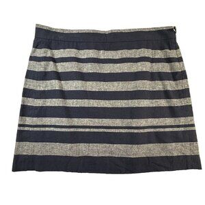 Gap Women's Stripe A-Line Linen Blend Zip Lined Mini Skirt Size 6 Blue